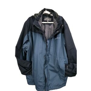Eddie Bauer Jacket Mens XL Blue WeatherEdge Hooded Insulated Waterproof Coat‎